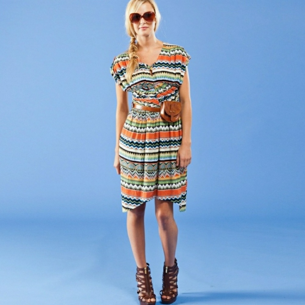 Suzabelle Boho Colorful Comfortable Nomad Dress-XS